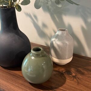 West Elm Small Vase Green Glazed Ceramic Decor